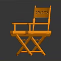 Bright Orange Director Chair With Foldable Structure Armrests And Visible Director Label